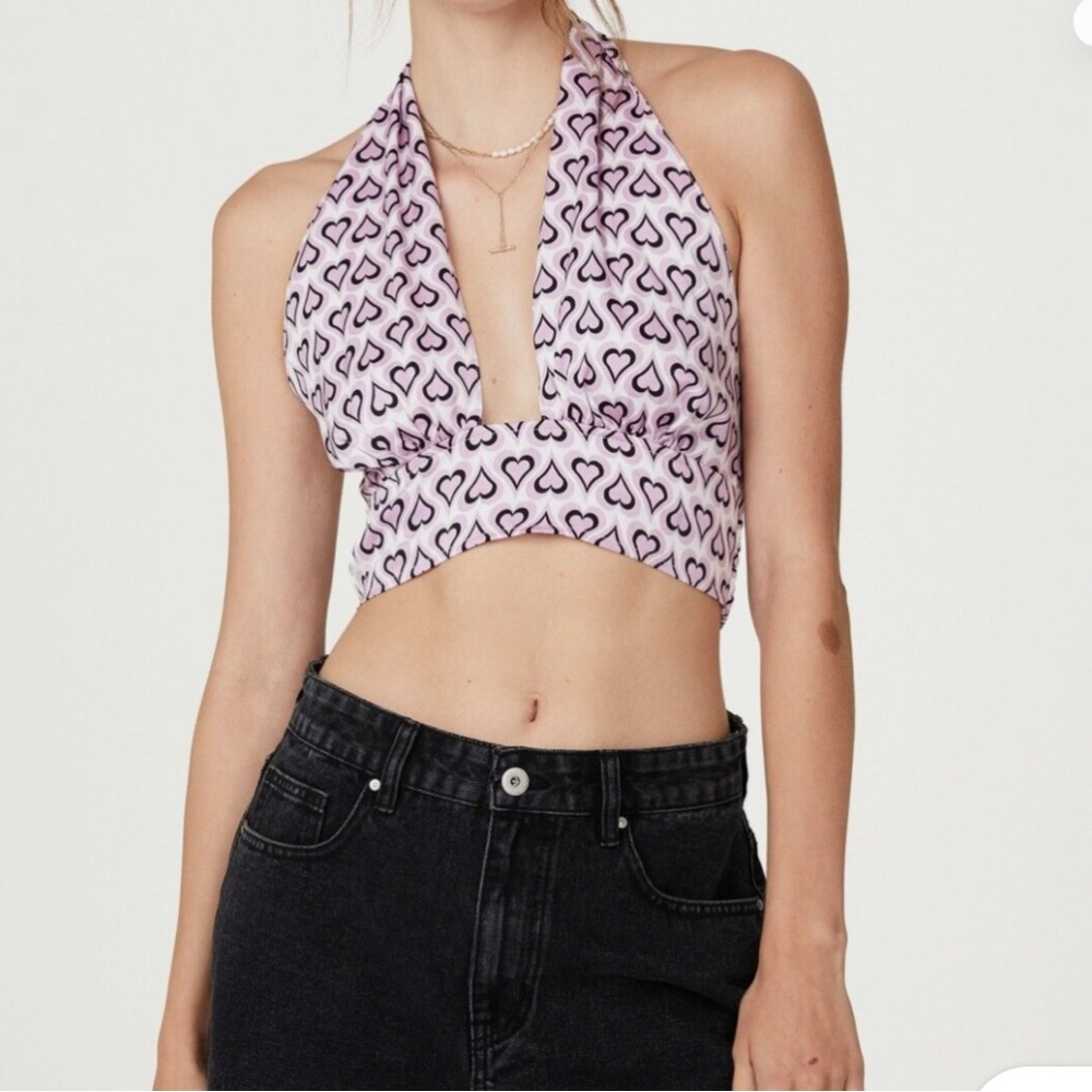 Cotton On Santorini‎ Heart Smocked Satin Halter Top